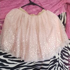 Zunie tulle pink with gold dots skirt- size 7/8